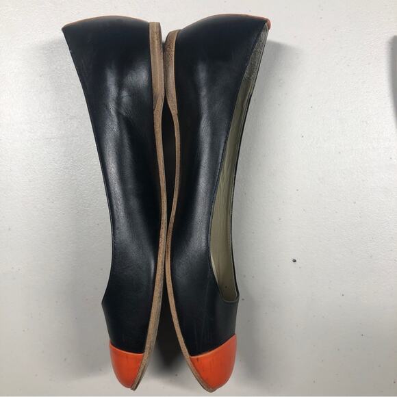 Jill Sander black / orange cap patent leather flats 36.5 (5.5) - Picture 4 of 10